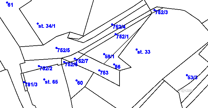 Parcela st. 59/1 v KÚ Třebnice, Katastrální mapa