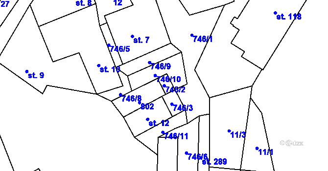 Parcela st. 746/2 v KÚ Třebnice, Katastrální mapa