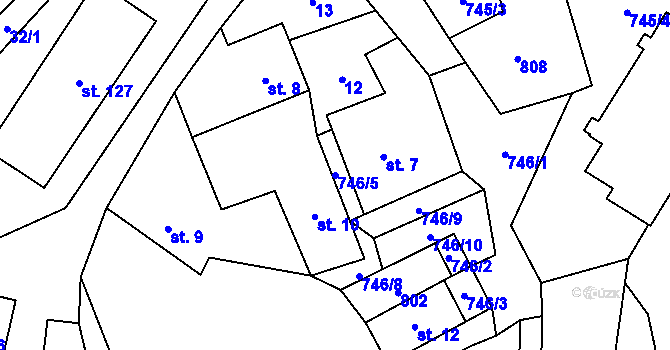 Parcela st. 746/5 v KÚ Třebnice, Katastrální mapa