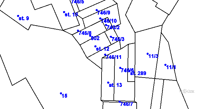 Parcela st. 746/11 v KÚ Třebnice, Katastrální mapa