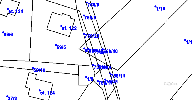Parcela st. 758/7 v KÚ Třebnice, Katastrální mapa