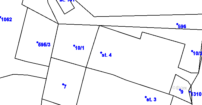 Parcela st. 4 v KÚ Třebnouševes, Katastrální mapa