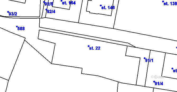 Parcela st. 22 v KÚ Třebnouševes, Katastrální mapa