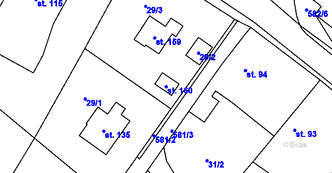 Parcela st. 160 v KÚ Třebnouševes, Katastrální mapa