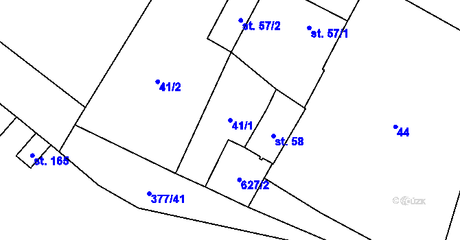 Parcela st. 41/1 v KÚ Třebnouševes, Katastrální mapa