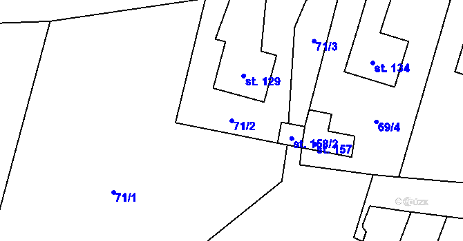 Parcela st. 71/2 v KÚ Třebnouševes, Katastrální mapa