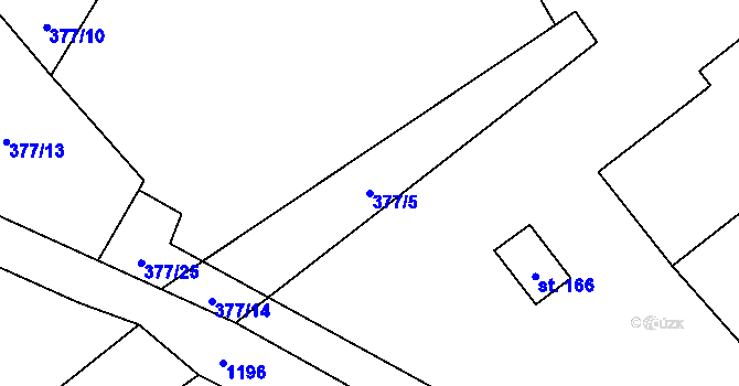 Parcela st. 377/5 v KÚ Třebnouševes, Katastrální mapa