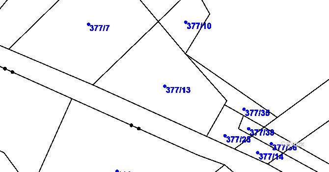 Parcela st. 377/13 v KÚ Třebnouševes, Katastrální mapa