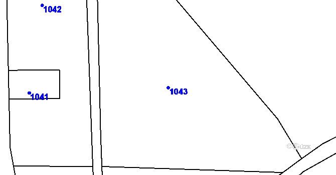 Parcela st. 1043 v KÚ Třebnouševes, Katastrální mapa