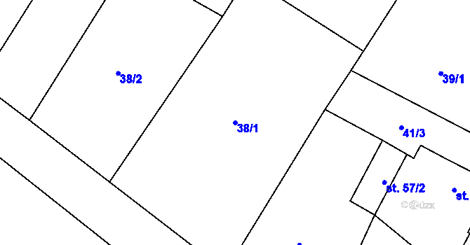 Parcela st. 38/1 v KÚ Třebnouševes, Katastrální mapa