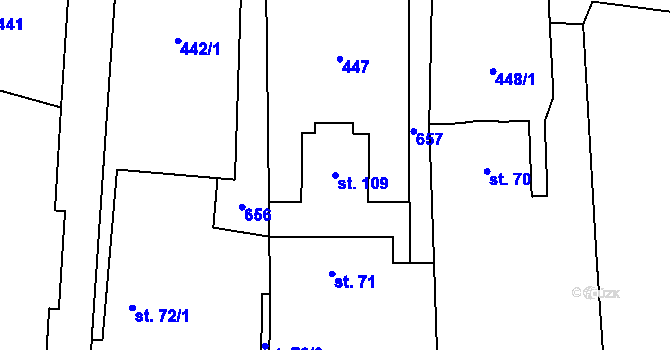 Parcela st. 109 v KÚ Vinice v Podkrkonoší, Katastrální mapa