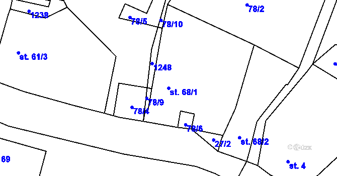 Parcela st. 68/1 v KÚ Třeboc, Katastrální mapa