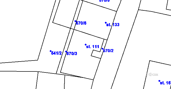 Parcela st. 111 v KÚ Třeboc, Katastrální mapa