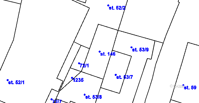 Parcela st. 146 v KÚ Třeboc, Katastrální mapa