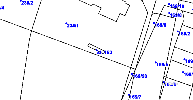 Parcela st. 163 v KÚ Třeboc, Katastrální mapa