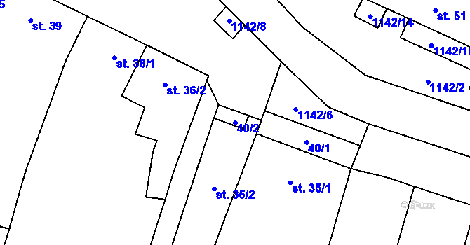 Parcela st. 40/2 v KÚ Třeboc, Katastrální mapa