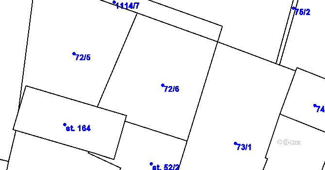 Parcela st. 72/6 v KÚ Třeboc, Katastrální mapa