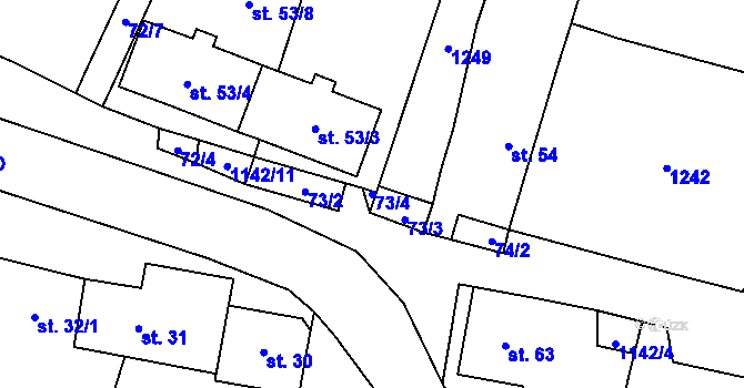 Parcela st. 73/4 v KÚ Třeboc, Katastrální mapa