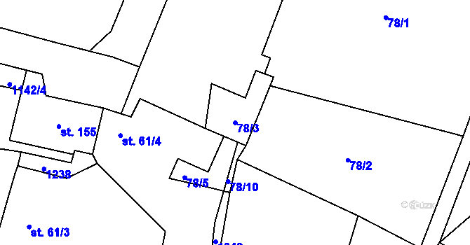 Parcela st. 78/3 v KÚ Třeboc, Katastrální mapa