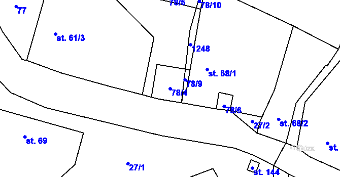 Parcela st. 78/4 v KÚ Třeboc, Katastrální mapa