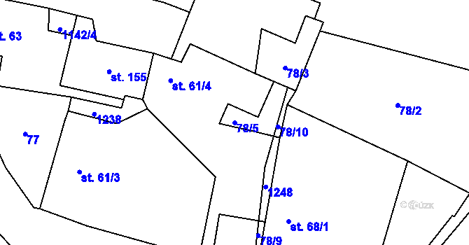 Parcela st. 78/5 v KÚ Třeboc, Katastrální mapa
