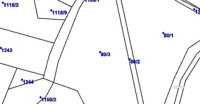 Parcela st. 80/3 v KÚ Třeboc, Katastrální mapa