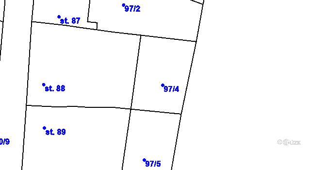 Parcela st. 97/4 v KÚ Třeboc, Katastrální mapa