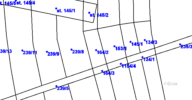 Parcela st. 164/2 v KÚ Třeboc, Katastrální mapa