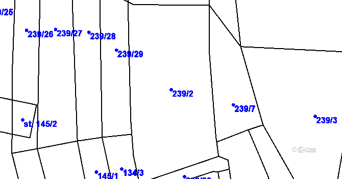 Parcela st. 239/2 v KÚ Třeboc, Katastrální mapa