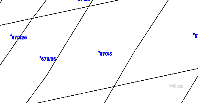 Parcela st. 670/3 v KÚ Třeboc, Katastrální mapa