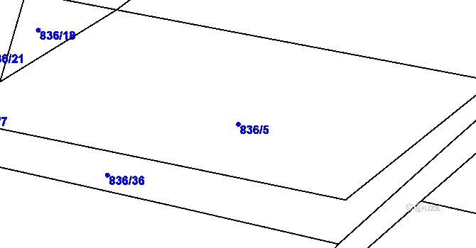 Parcela st. 836/5 v KÚ Třeboc, Katastrální mapa