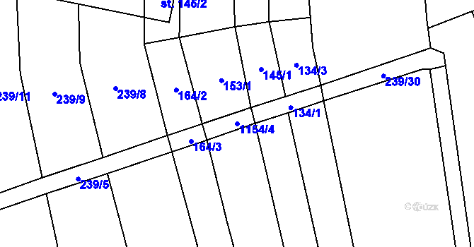 Parcela st. 1154/4 v KÚ Třeboc, Katastrální mapa