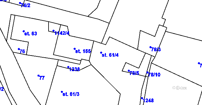 Parcela st. 61/4 v KÚ Třeboc, Katastrální mapa