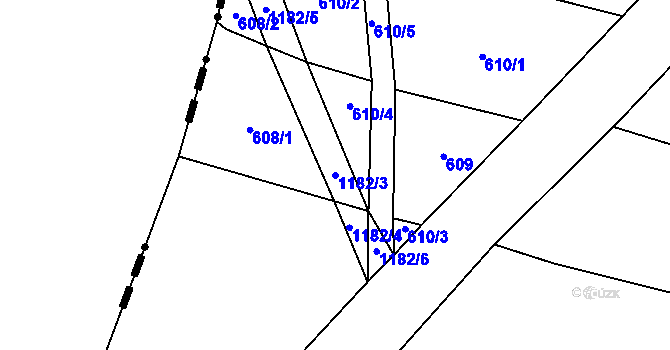Parcela st. 1182/3 v KÚ Třeboc, Katastrální mapa
