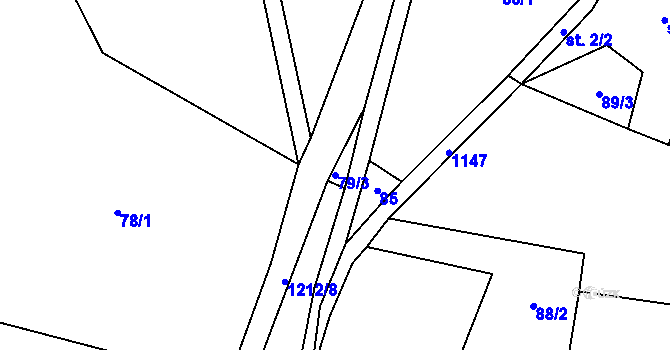 Parcela st. 79/3 v KÚ Třeboc, Katastrální mapa