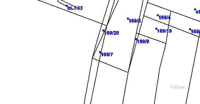 Parcela st. 169/7 v KÚ Třeboc, Katastrální mapa