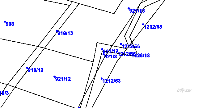 Parcela st. 921/8 v KÚ Třeboc, Katastrální mapa