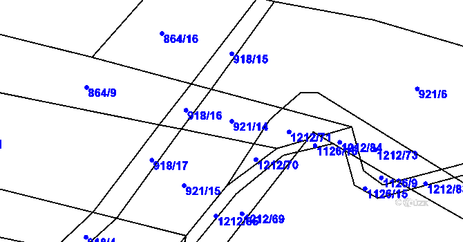 Parcela st. 921/14 v KÚ Třeboc, Katastrální mapa