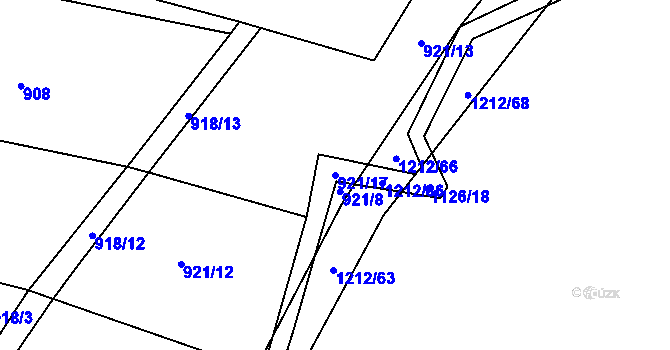Parcela st. 921/17 v KÚ Třeboc, Katastrální mapa