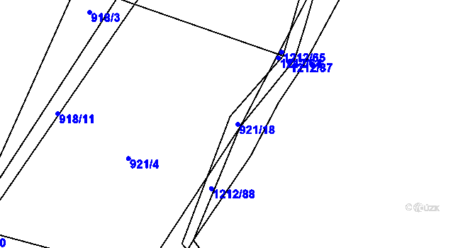 Parcela st. 921/18 v KÚ Třeboc, Katastrální mapa