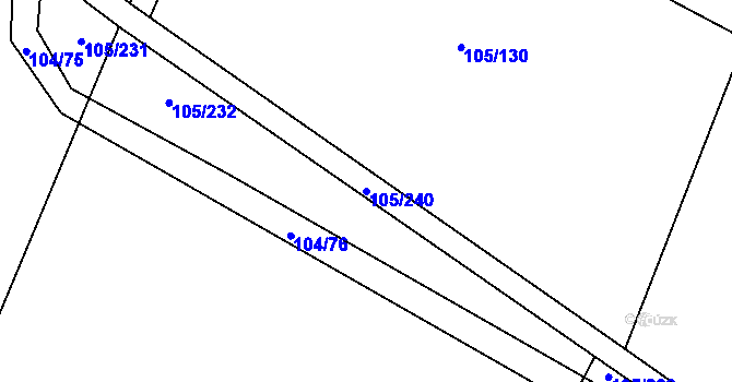 Parcela st. 105/240 v KÚ Třeboc, Katastrální mapa