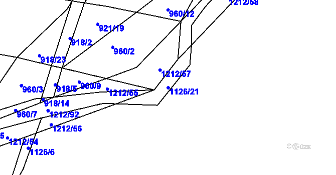 Parcela st. 1126/21 v KÚ Třeboc, Katastrální mapa