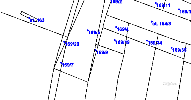 Parcela st. 169/9 v KÚ Třeboc, Katastrální mapa