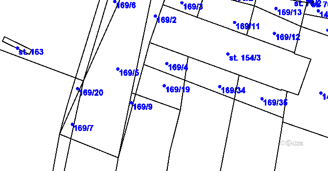 Parcela st. 169/19 v KÚ Třeboc, Katastrální mapa