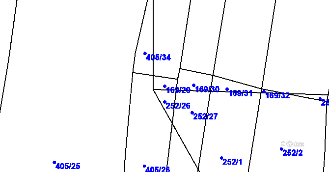 Parcela st. 169/29 v KÚ Třeboc, Katastrální mapa