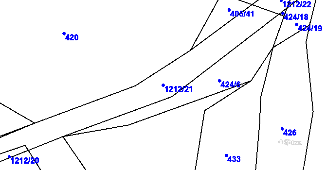 Parcela st. 1212/21 v KÚ Třeboc, Katastrální mapa