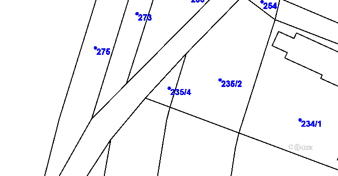Parcela st. 235/4 v KÚ Třeboc, Katastrální mapa