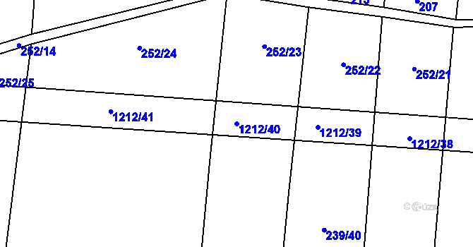 Parcela st. 1212/40 v KÚ Třeboc, Katastrální mapa