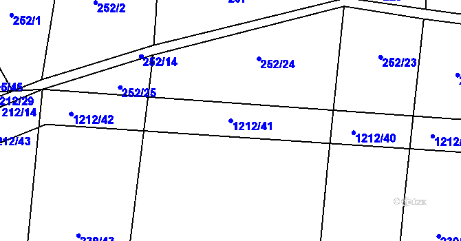 Parcela st. 1212/41 v KÚ Třeboc, Katastrální mapa