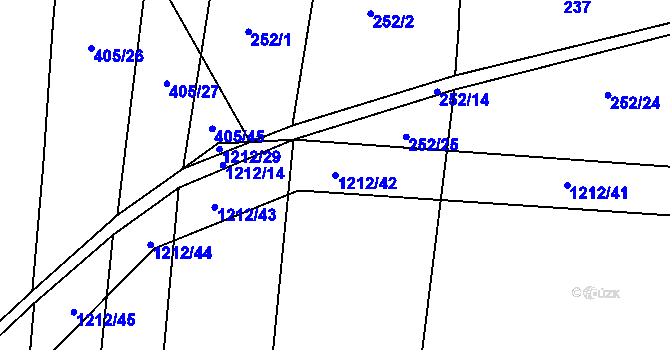 Parcela st. 1212/42 v KÚ Třeboc, Katastrální mapa